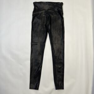 SPANX Faux Leather Leggings Women's Black Shiny Coated Shaping Pants Large